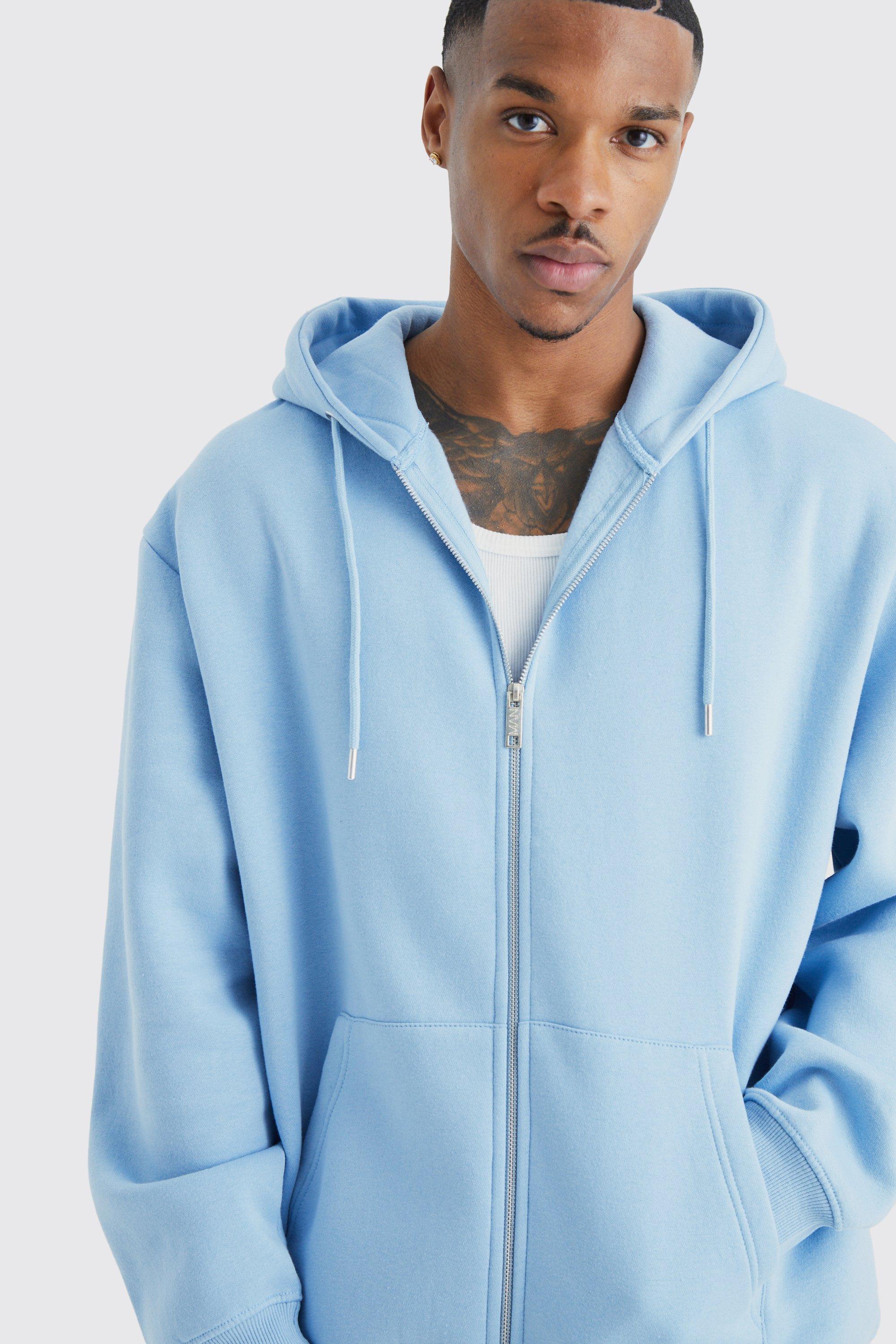 Baby blue zip up hoodie mens sale